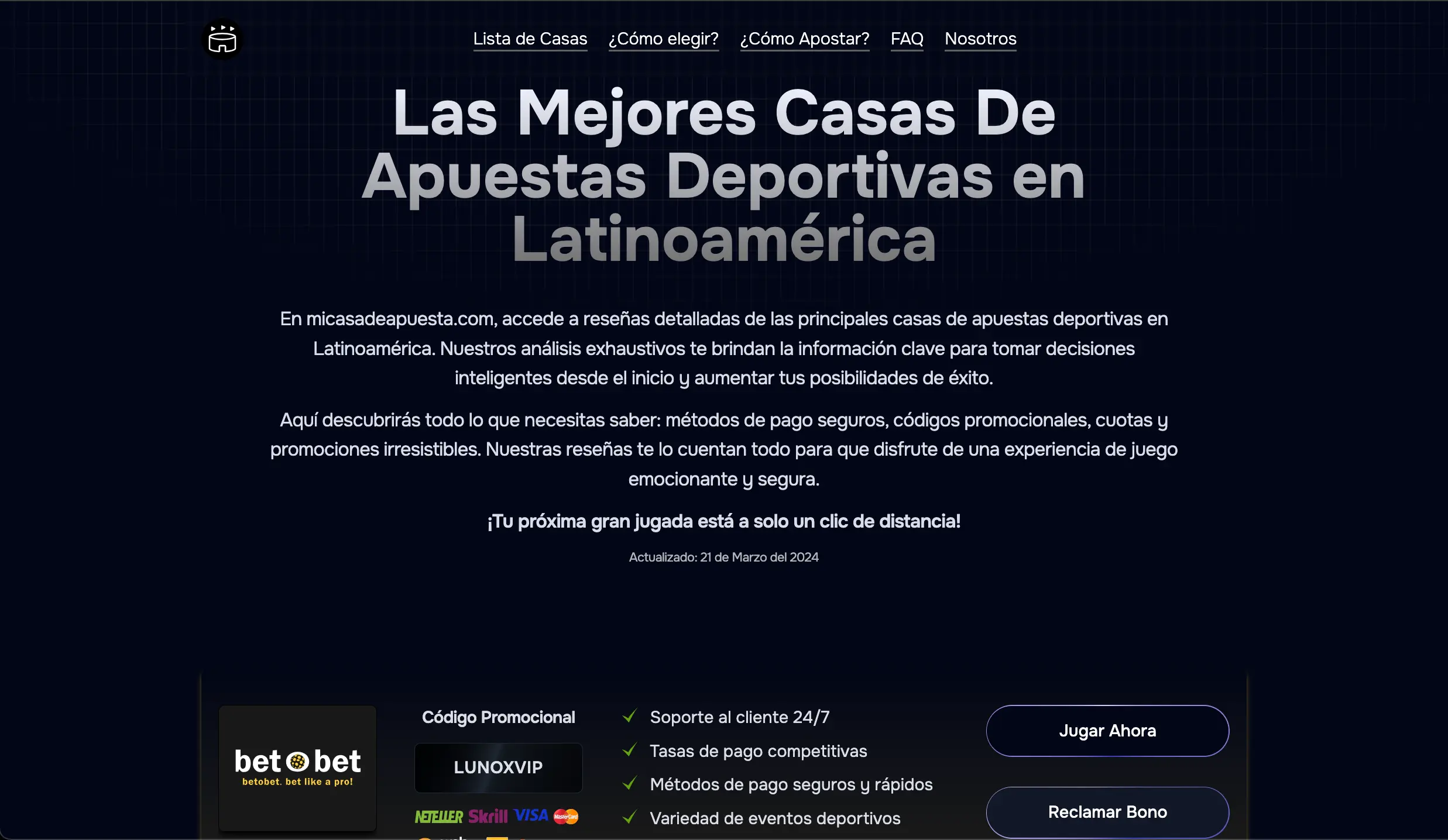 Project: Mi casa de apuesta LATAM